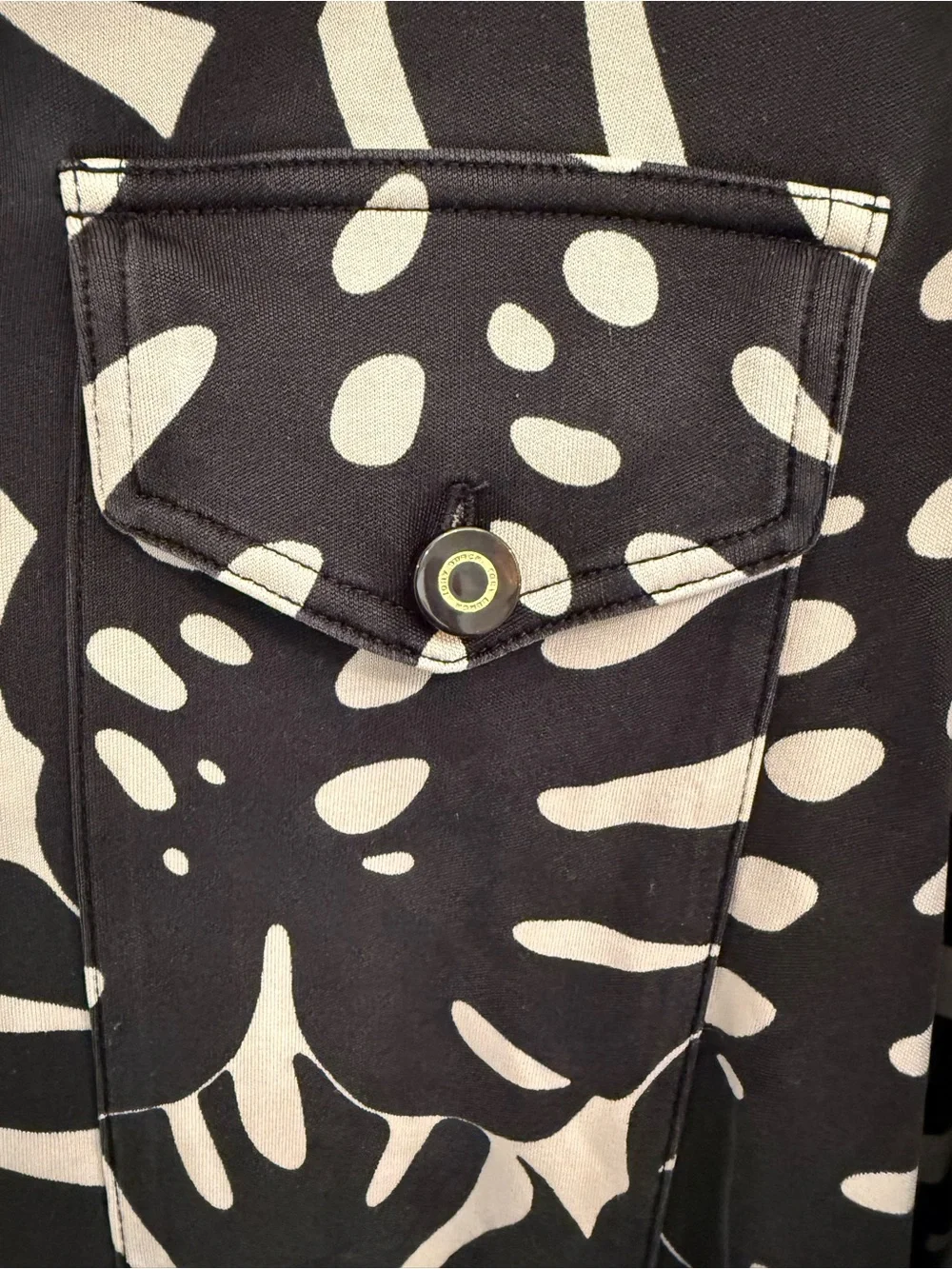 Tory Burch Black and Cream Long Sleeve Printed Shirt Dress, Silk, Size S